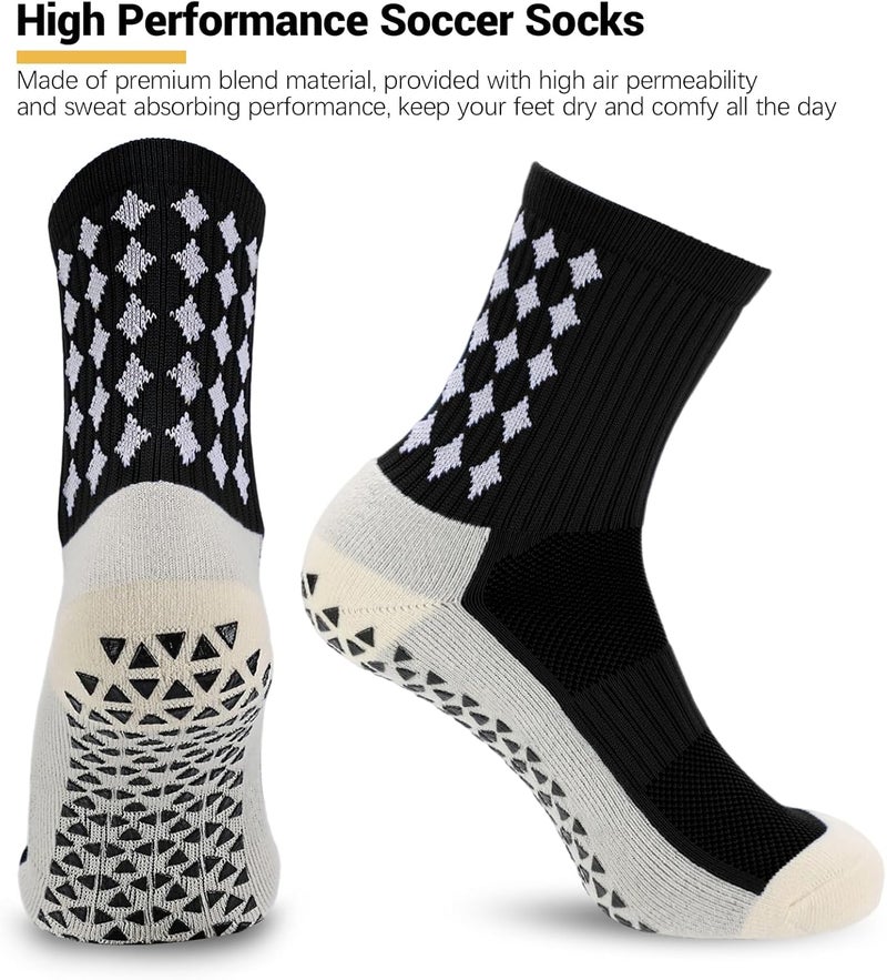 Ultrafun 5 Pairs Mens Grip Soccer Socks Non Slip Cushioned Crew Football Sports Socks - Image 4